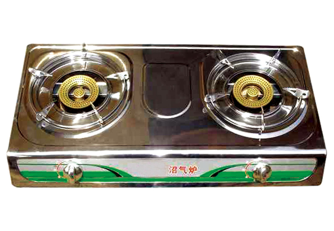 DOUBLE BURNER BIOGAS STOVE